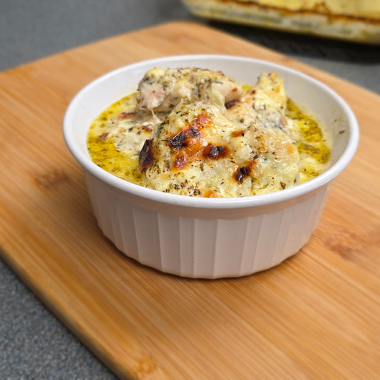 Alfredo Chicken Cottage Cheese Bake