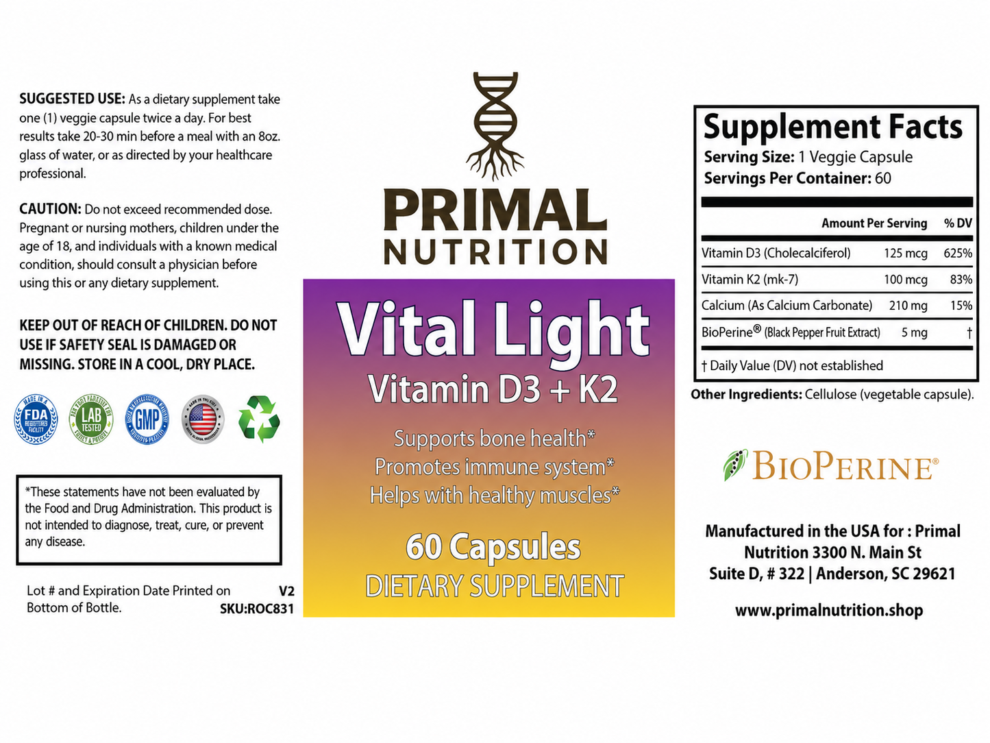 ☀️ Vital Light – Vitamin D3 + K2