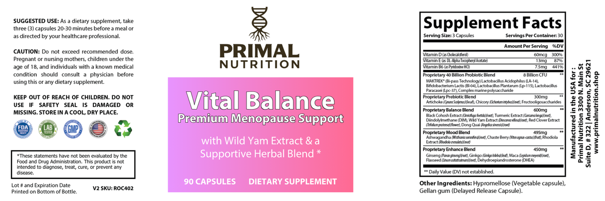 Balance Label Menopause Formula for Hormone Balance – Primal Nutrition
